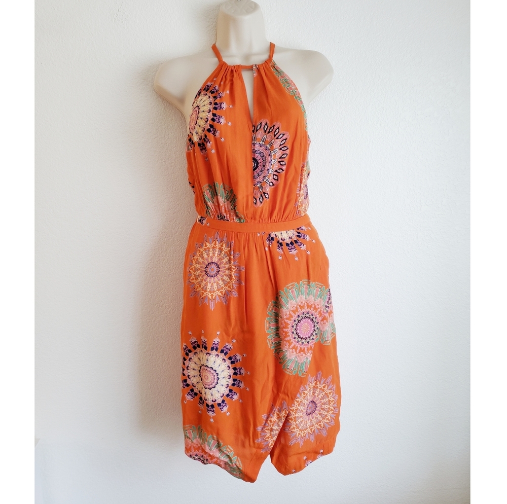 Anthropologie Floreat Orange Livia Halter Dress Size 0 - Picture 3 of 6